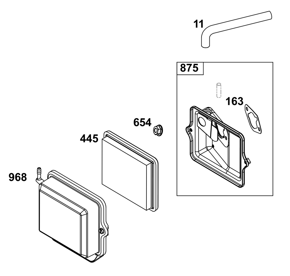 Air Cleaner Group Diagram and Parts List for 25U135-0002-G1 200000 - 399999 Briggs and Stratton Engine